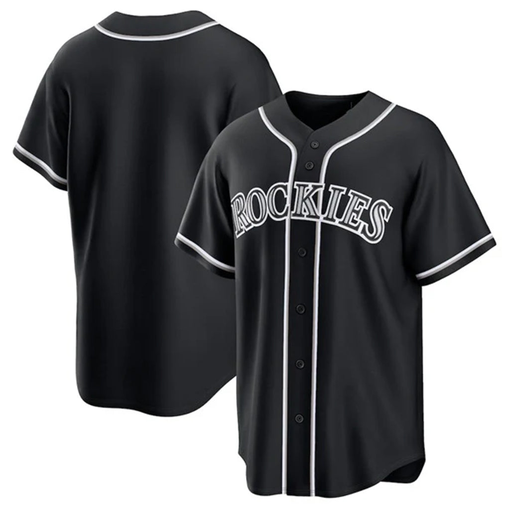 Pouc C.Rockies Black Fashion Out Home Game Blank Player Stitched Jerseys