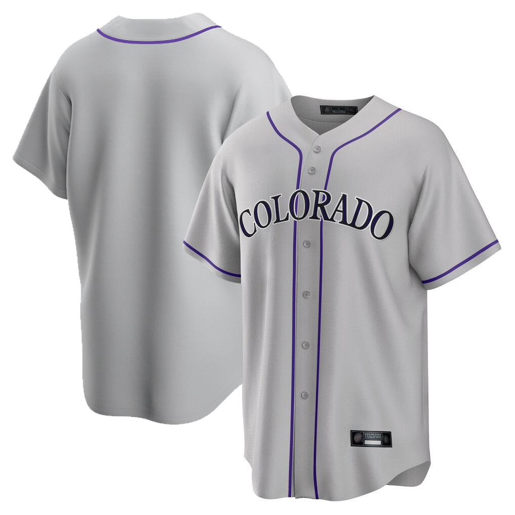Pouc C.Rockies Gray Game Home Blank Player Stitched Jerseys