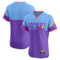 Pouc C.Rockies Purple-Light Blue City Connect Limited Elite Home T-shirt Blank Player Stitched Jerseys