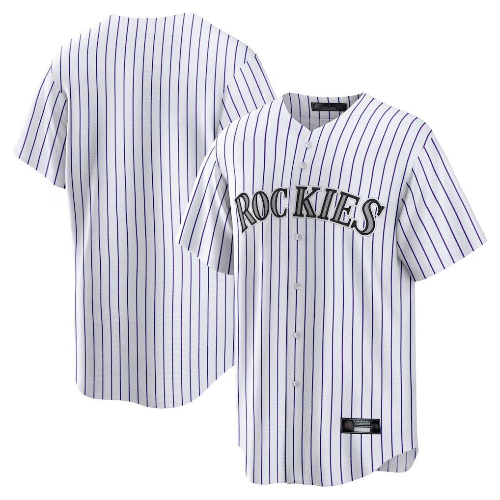 Pouc C.Rockies White Game Home Blank Player Stitched Jerseys