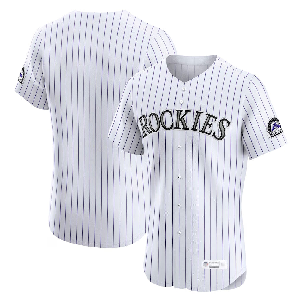 Pouc C.Rockies White Limited Elite Home Blank Player Stitched Jerseys