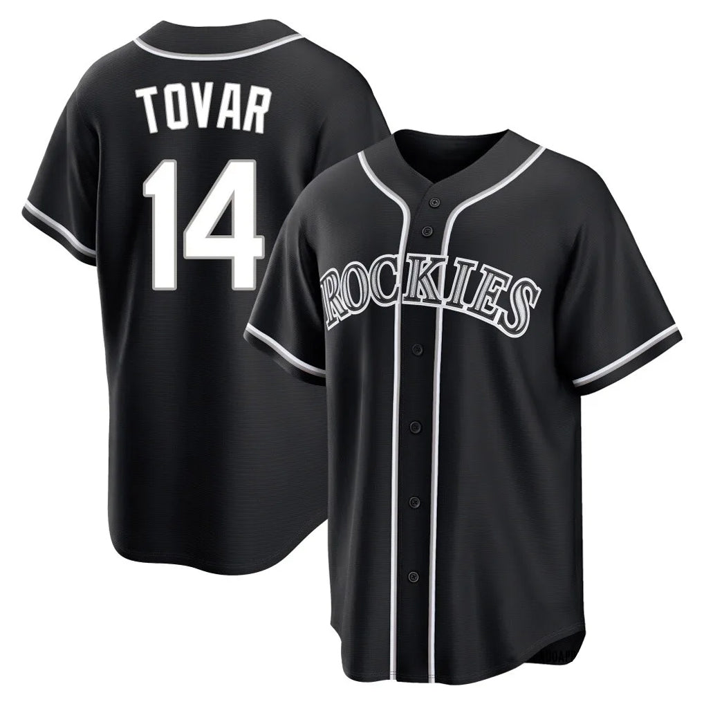 Pouc C.Rockies #14 Ezequiel Tovar Player Black Fashion Out Home Game Stitched Jerseys