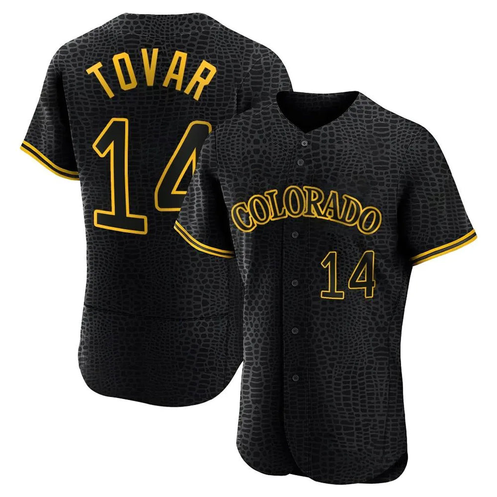 Pouc C.Rockies #14 Ezequiel Tovar Player Black Snake Skin City Limited Elite Home Stitched Jerseys