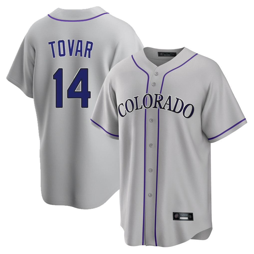 Pouc C.Rockies #14 Ezequiel Tovar Player Gray Game Home Stitched Jerseys