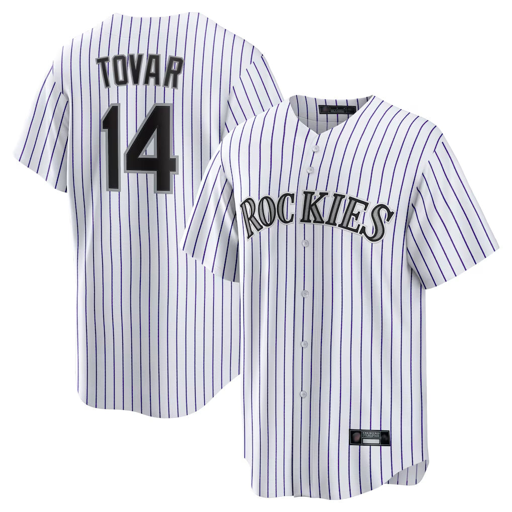 Pouc C.Rockies #14 Ezequiel Tovar Player White Game Home Stitched Jerseys