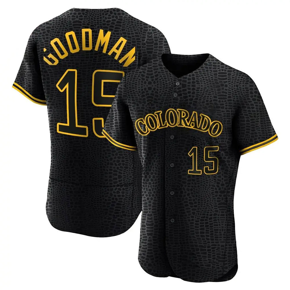 Pouc C.Rockies #15 Hunter Goodman Player Black Snake Skin City Limited Elite Home Stitched Jerseys