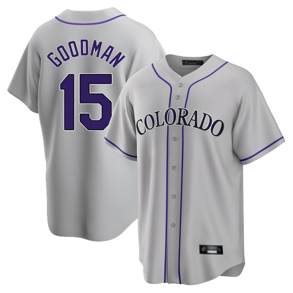 Pouc C.Rockies #15 Hunter Goodman Player Gray Game Home Stitched Jerseys