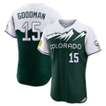 Pouc C.Rockies #15 Hunter Goodman Player Green City Connect Limited Elite Home Stitched Jerseys