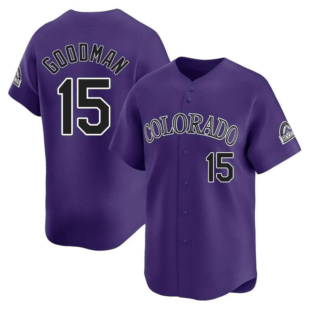 Pouc C.Rockies #15 Hunter Goodman Player Purple Limited Home Stitched Jerseys