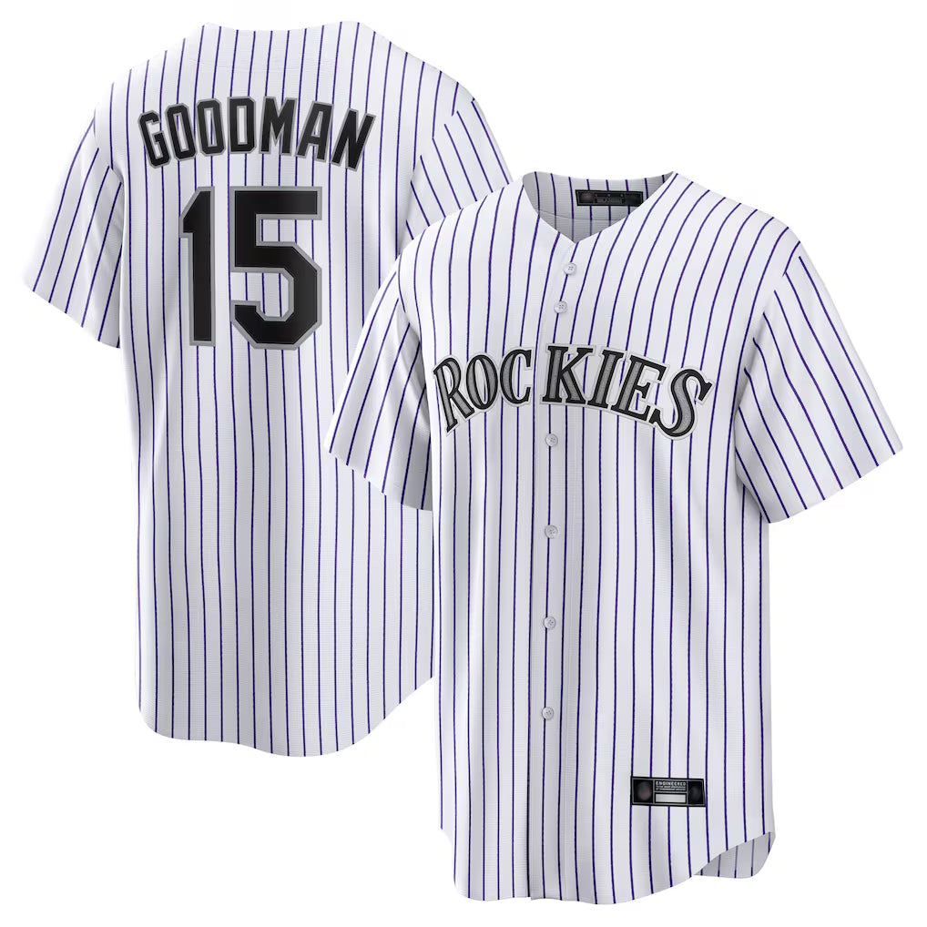 Pouc C.Rockies #15 Hunter Goodman Player White Game Home Stitched Jerseys