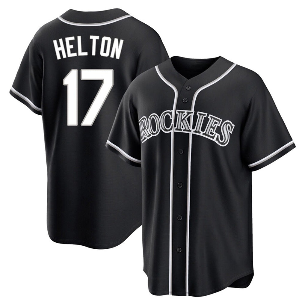Pouc C.Rockies #17 Todd Helton Player Black Fashion Out Home Game Stitched Jerseys