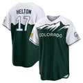 Pouc C.Rockies #17 Todd Helton Player Green City Connect Home Game Stitched Jerseys