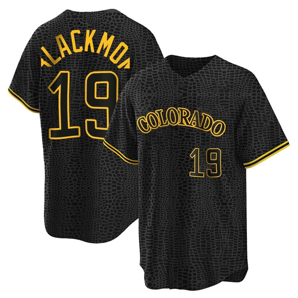 Pouc C.Rockies #19 Charlie Blackmon Player Black Snake Skin City Home Game Stitched Jerseys