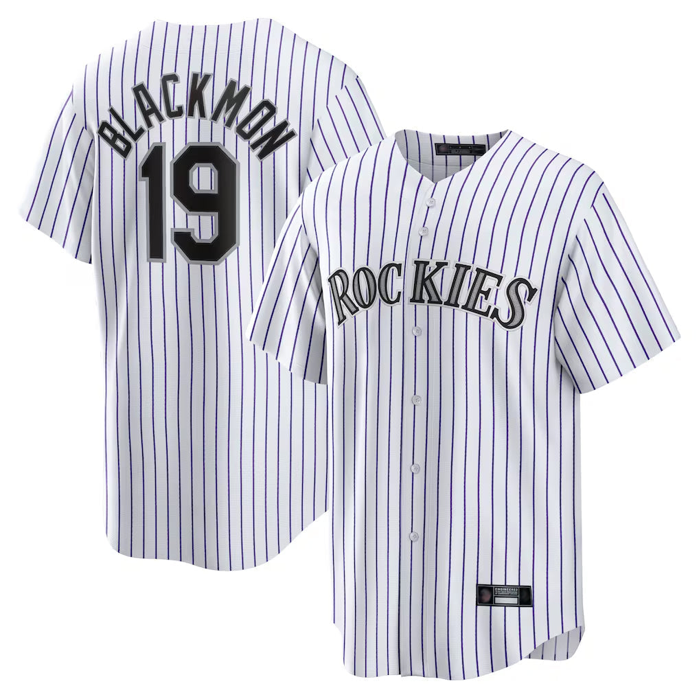 Pouc C.Rockies #19 Charlie Blackmon Player White Game Home Stitched Jerseys