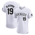 Pouc C.Rockies #19 Charlie Blackmon Player White Limited Elite Home Stitched Jerseys