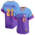 Pouc C.Rockies #21 Kyle Freeland Player Purple-Light Blue City Connect Limited Home T-shirt Stitched Jerseys