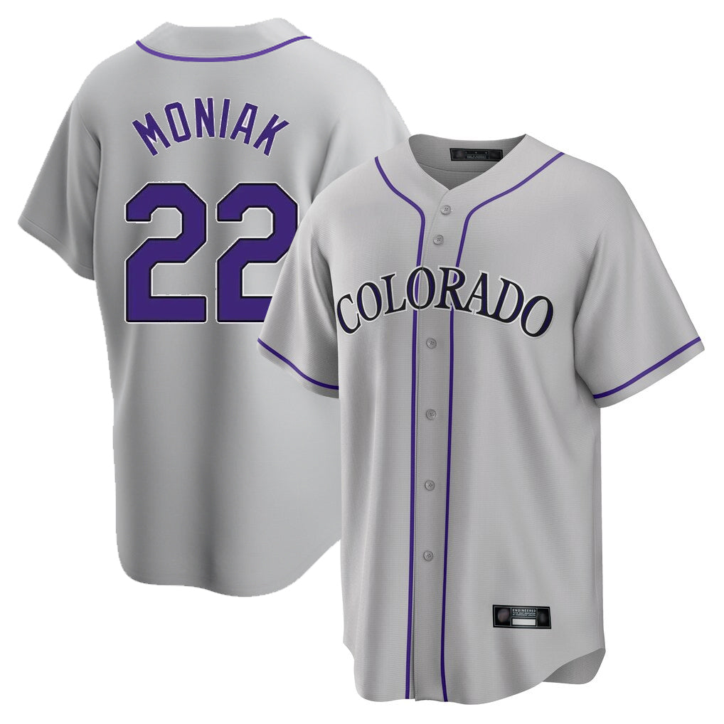 Pouc C.Rockies #22 Mickey Moniak Player Gray Game Home Stitched Jerseys