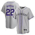 Pouc C.Rockies #22 Mickey Moniak Player Gray Game Home Stitched Jerseys