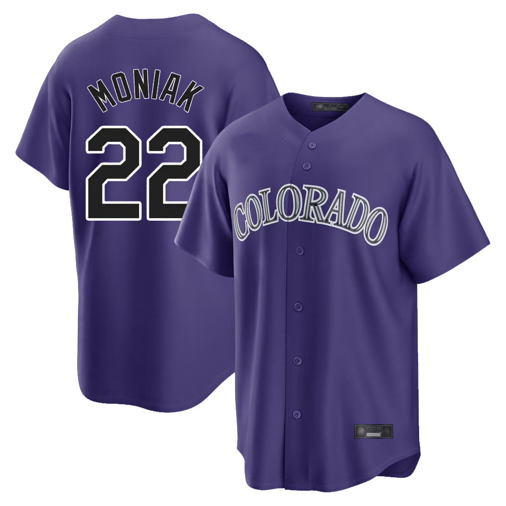 Pouc C.Rockies #22 Mickey Moniak Player Purple Game Home Stitched Jerseys