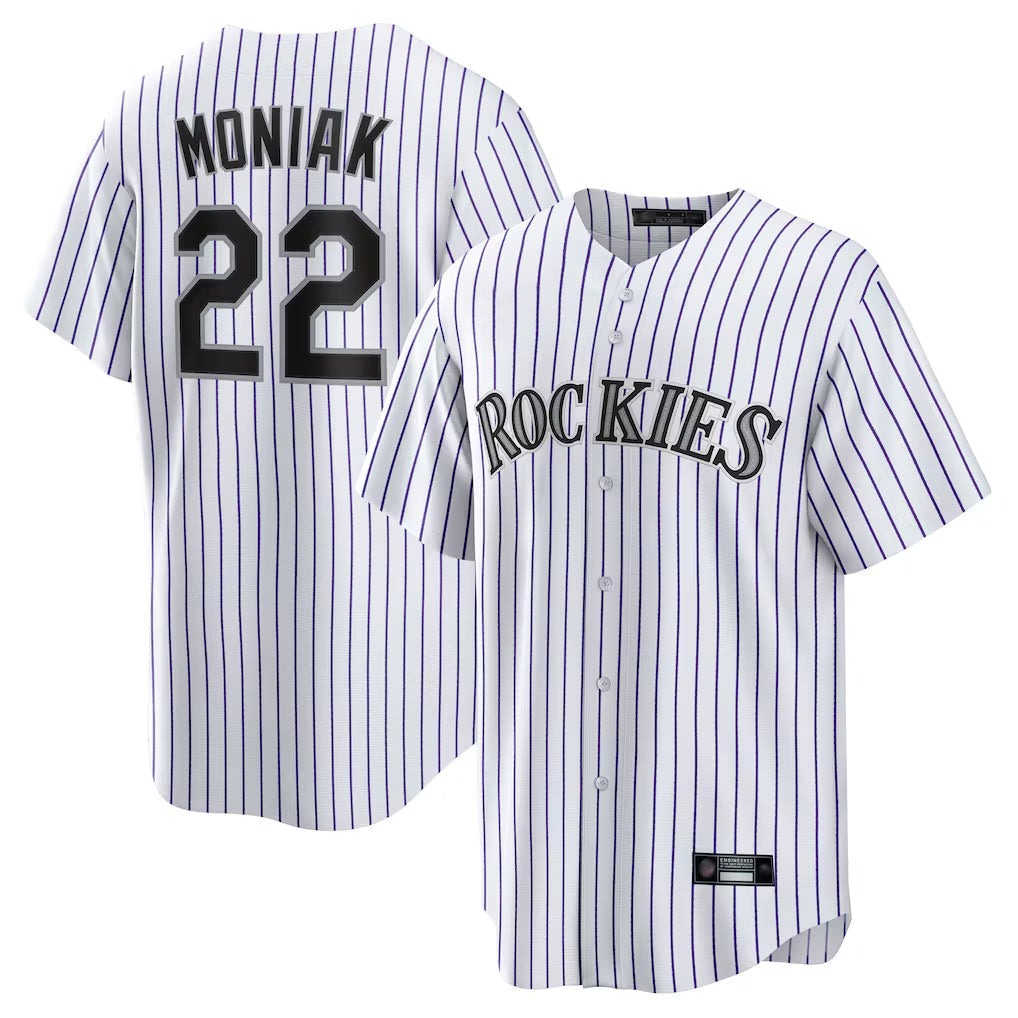 Pouc C.Rockies #22 Mickey Moniak Player White Game Home Stitched Jerseys