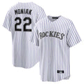 Pouc C.Rockies #22 Mickey Moniak Player White Game Home Stitched Jerseys
