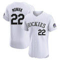 Pouc C.Rockies #22 Mickey Moniak Player White Limited Elite Home Stitched Jerseys