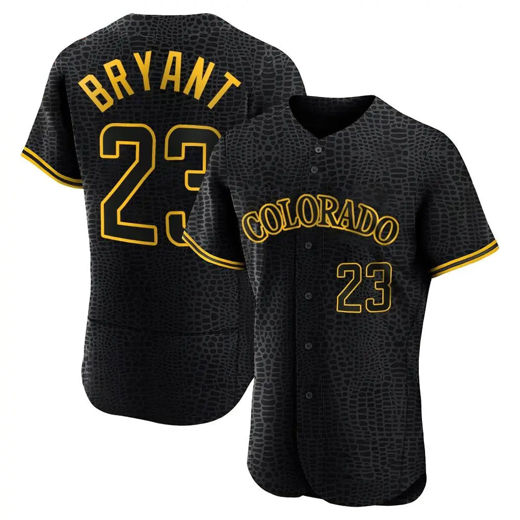 Pouc C.Rockies #23 Kris Bryant Player Black Snake Skin City Limited Elite Home Stitched Jerseys