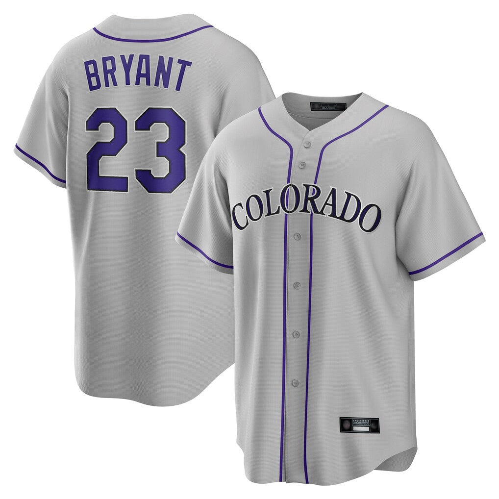 Pouc C.Rockies #23 Kris Bryant Player Gray Game Home Stitched Jerseys