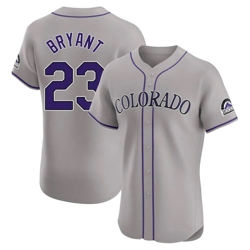 Pouc C.Rockies #23 Kris Bryant Player Gray Limited Elite Home Stitched Jerseys