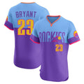Pouc C.Rockies #23 Kris Bryant Player Purple-Light Blue City Connect Limited Elite Home T-shirt Stitched Jerseys