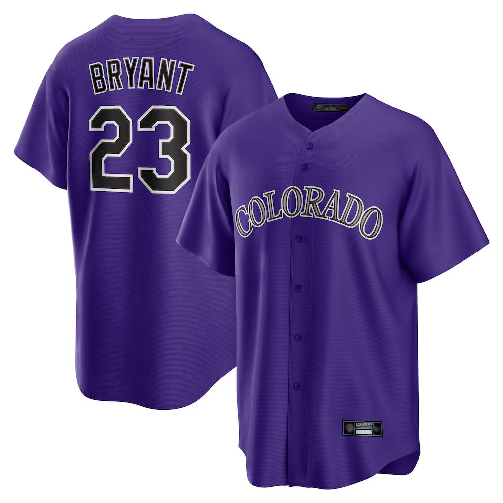 Pouc C.Rockies #23 Kris Bryant Player Purple Game Home Stitched Jerseys