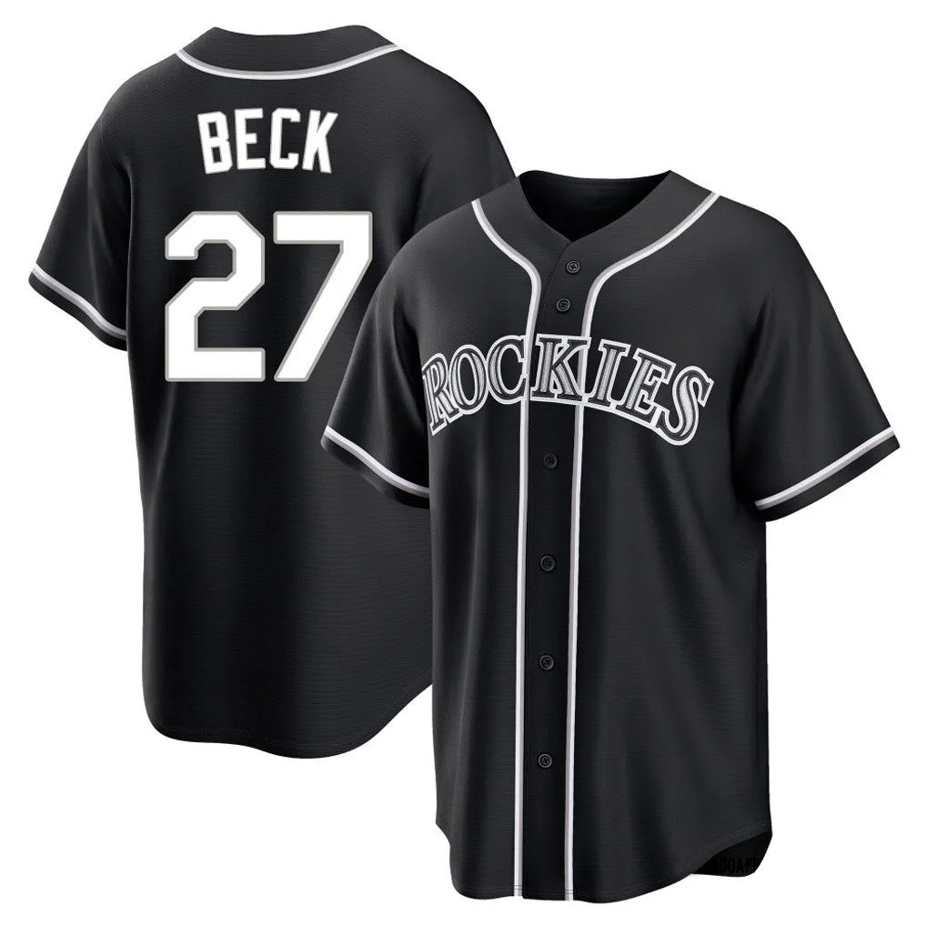 Pouc C.Rockies #27 Jordan Beck Player Black Fashion Out Home Game Stitched Jerseys