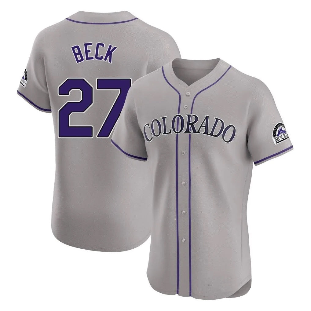 Pouc C.Rockies #27 Jordan Beck Player Gray Limited Elite Home Stitched Jerseys