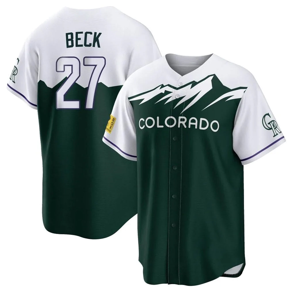 Pouc C.Rockies #27 Jordan Beck Player Green City Connect Home Game Stitched Jerseys