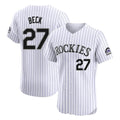 Pouc C.Rockies #27 Jordan Beck Player White Limited Elite Home Stitched Jerseys