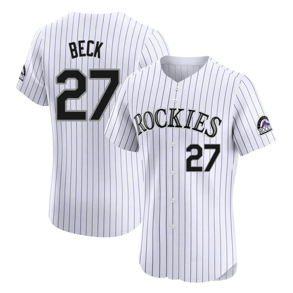 Pouc C.Rockies #27 Jordan Beck Player White Limited Elite Home Stitched Jerseys