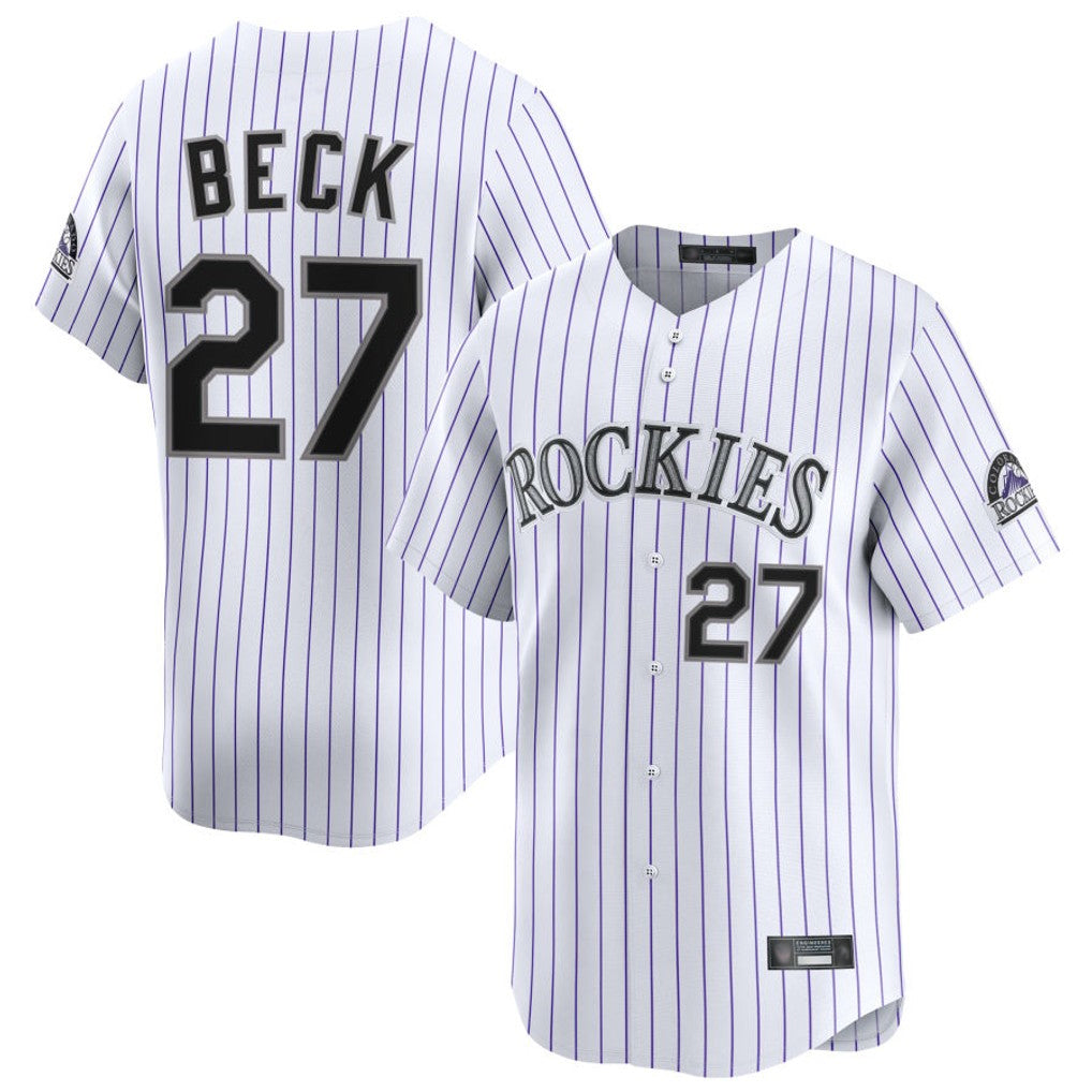 Pouc C.Rockies #27 Jordan Beck Player White Limited Home Stitched Jerseys