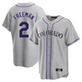 Pouc C.Rockies #2 Tyler Freeman Player Gray Game Home Stitched Jerseys