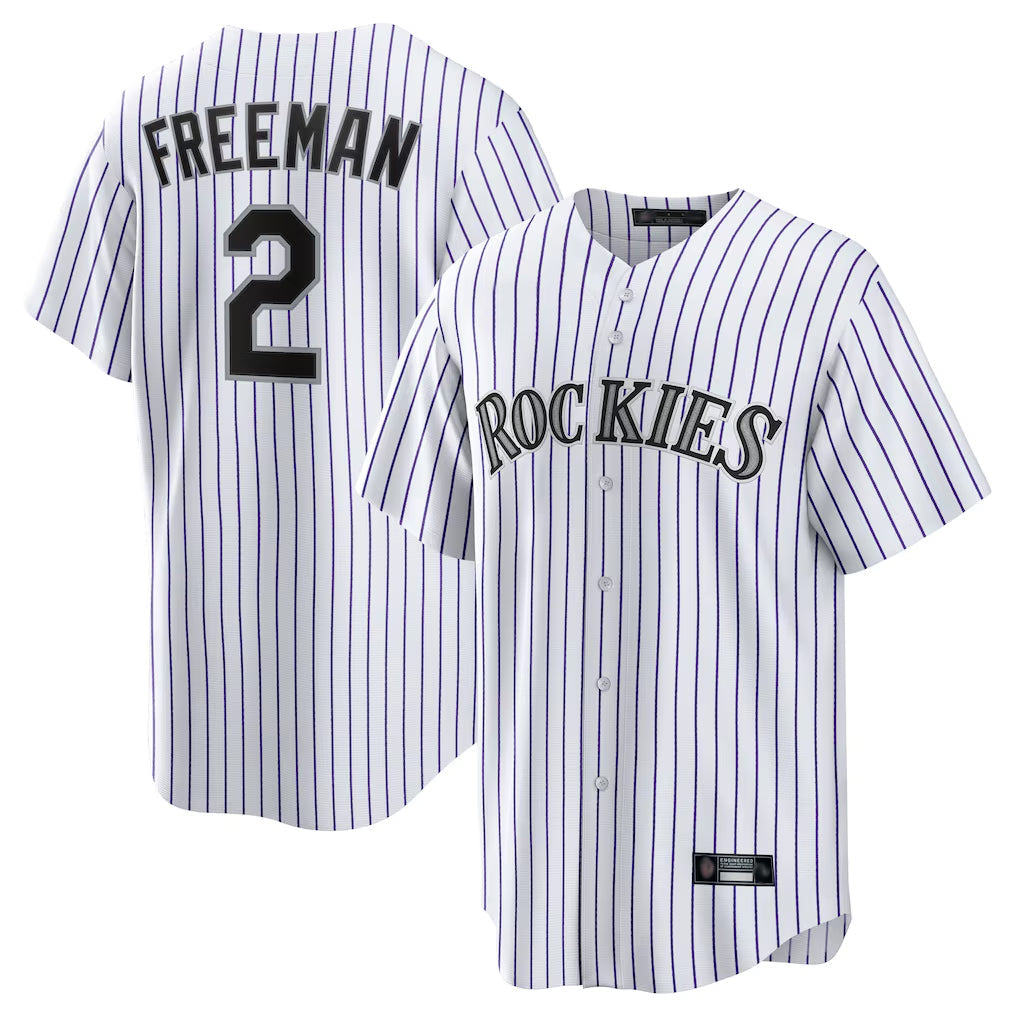 Pouc C.Rockies #2 Tyler Freeman Player White Game Home Stitched Jerseys