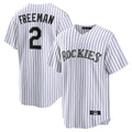 Pouc C.Rockies #2 Tyler Freeman Player White Game Home Stitched Jerseys