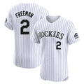 Pouc C.Rockies #2 Tyler Freeman Player White Limited Elite Home Stitched Jerseys