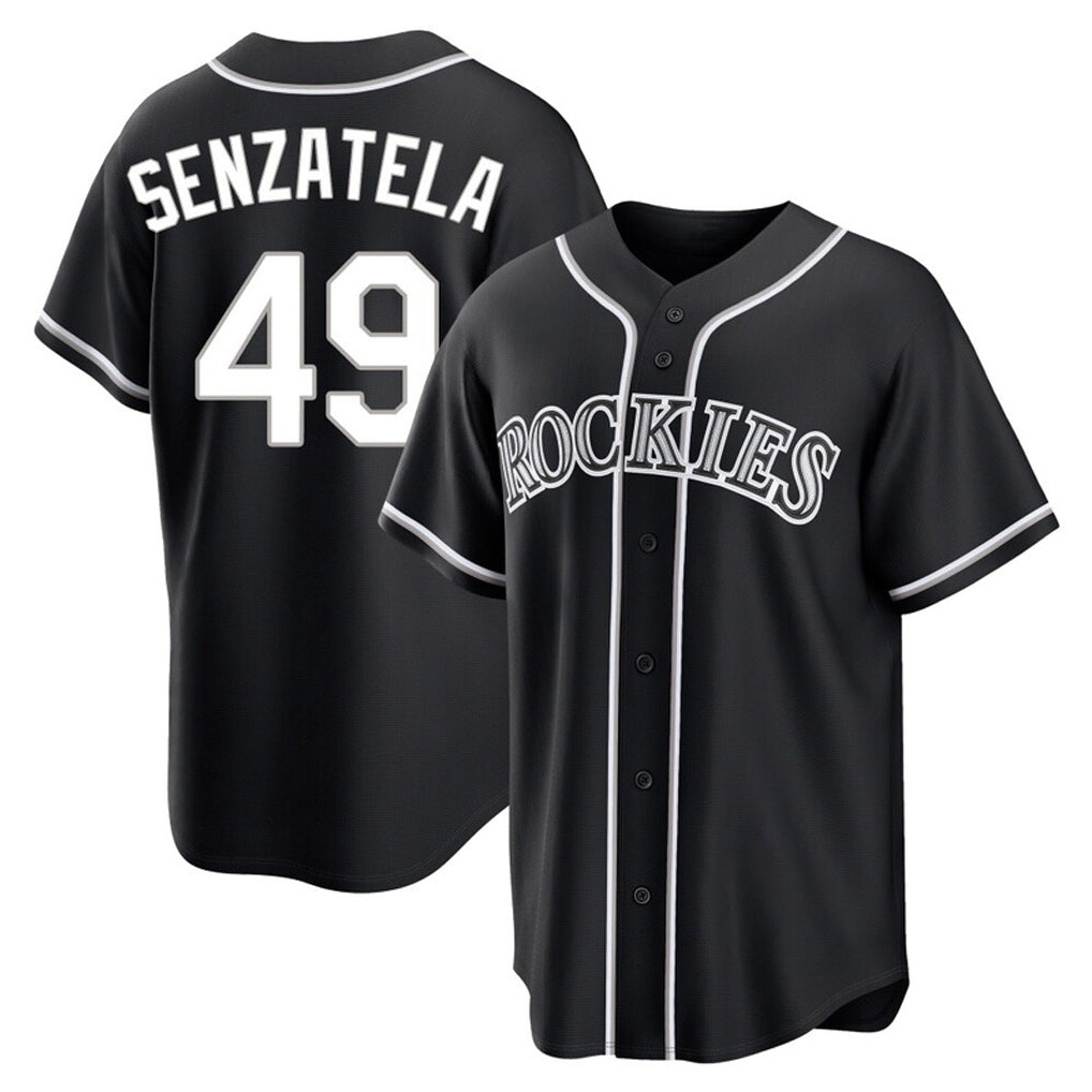 Pouc C.Rockies #49 Antonio Senzatela Player Black Fashion Out Home Game Stitched Jerseys