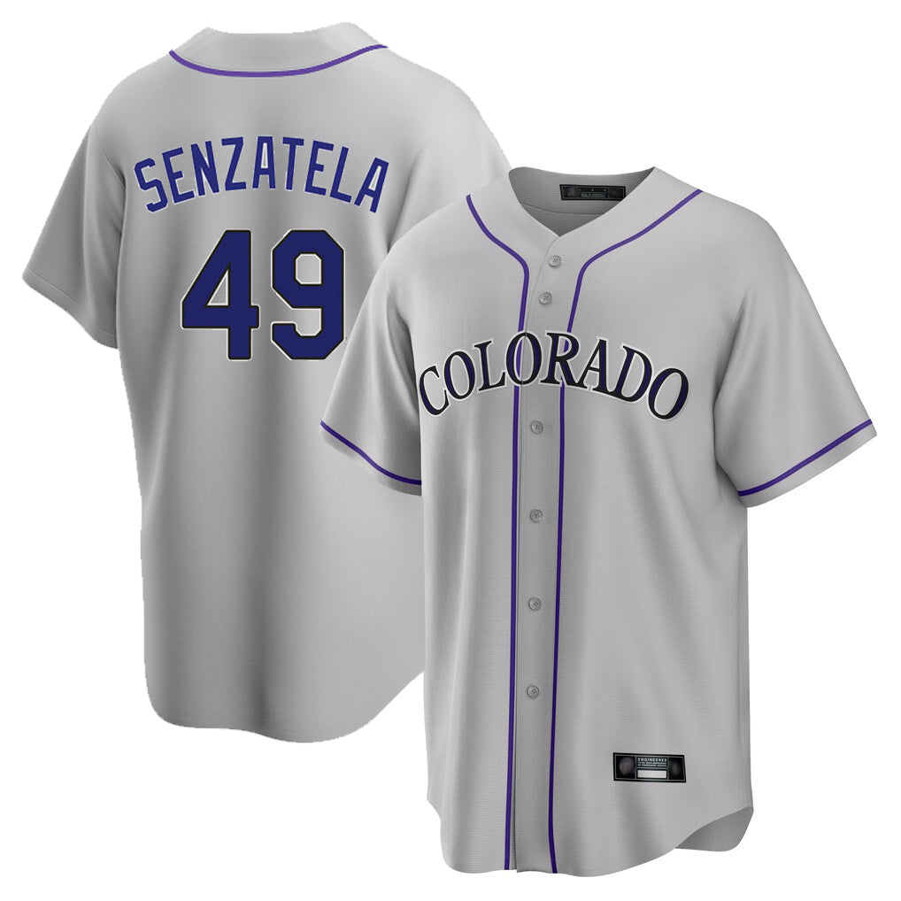 Pouc C.Rockies #49 Antonio Senzatela Player Gray Game Home Stitched Jerseys