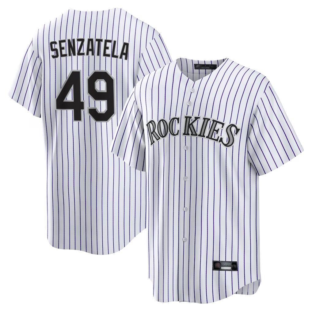 Pouc C.Rockies #49 Antonio Senzatela Player White Game Home Stitched Jerseys