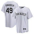 Pouc C.Rockies #49 Antonio Senzatela Player White Game Home Stitched Jerseys