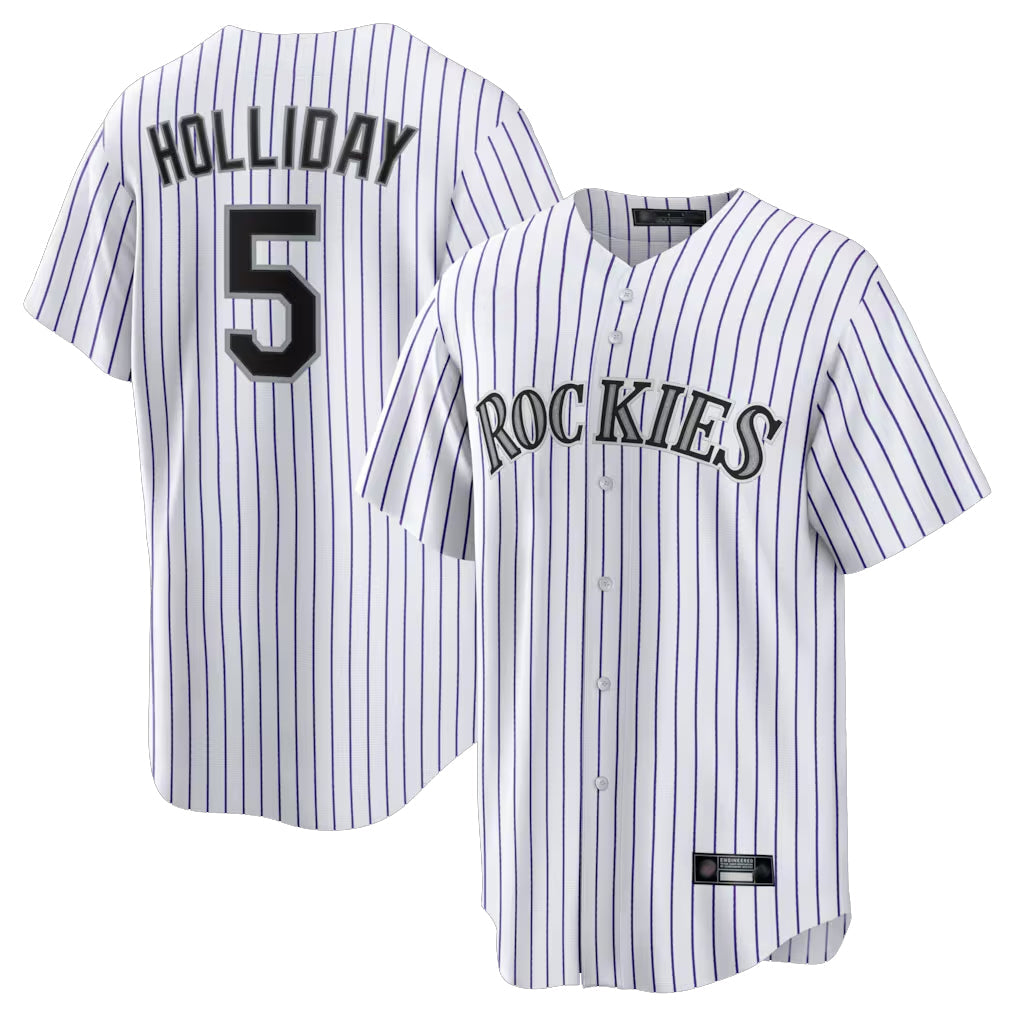 Pouc C.Rockies #5 Matt Holliday Player White Game Home Stitched Jerseys