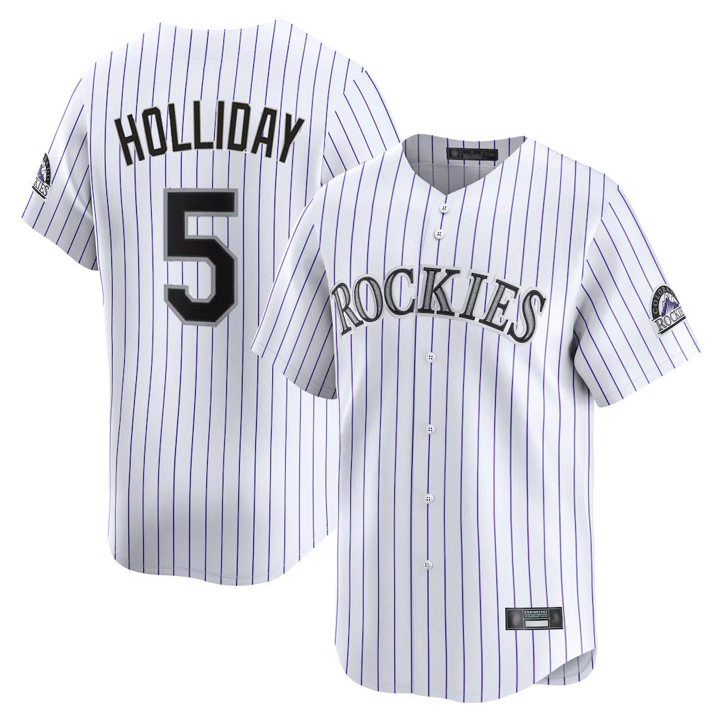 Pouc C.Rockies #5 Matt Holliday Player White Limited Home Stitched Jerseys