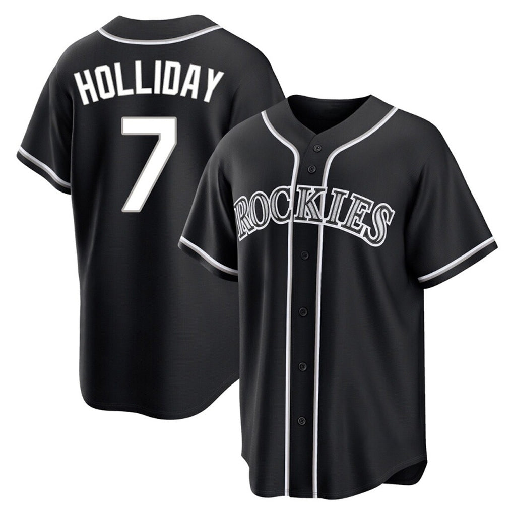 Pouc C.Rockies #7 Matt Holliday Player Black Fashion Out Home Game Stitched Jerseys