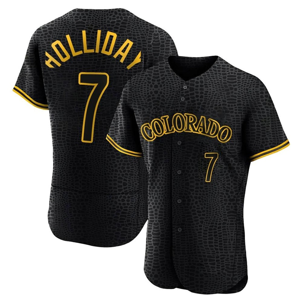 Pouc C.Rockies #7 Matt Holliday Player Black Snake Skin City Limited Elite Home Stitched Jerseys