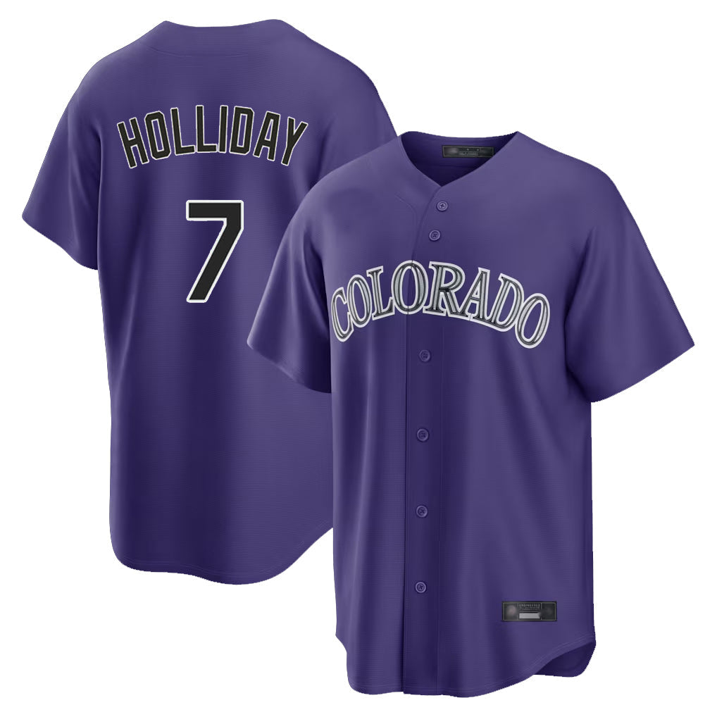 Pouc C.Rockies #7 Matt Holliday Player Purple Game Home Stitched Jerseys